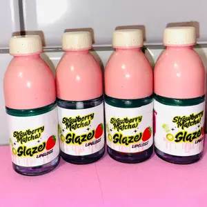 Beauty gemz101 hydrating Strawberry Matcha Lip Glaze lip gloss Wand Tube Mini pink drink bottles