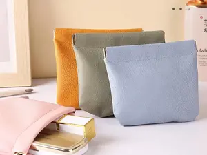 Mini storage bag, key chain, portable cosmetic case, snap fastener, printed lipstick, small bag for carrying odds and ends, portable.