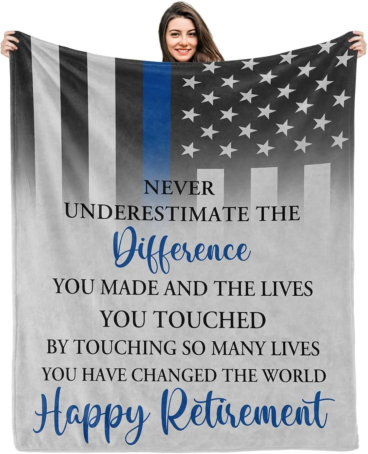 Police Retirement Gifts, Police Retirement Decorations for Men, Best Retirement Gifts for Police Officers from Family Friends Coworkers, 50"x60" Throw Blanket for Retired Police Officers Men