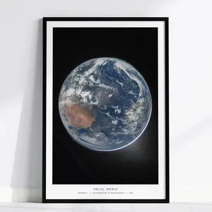 Hello World Poster No Frame, Artemis II Earth Photo: Blue Marble Print, Reid Wiseman Space Art, Planet Earth Poster