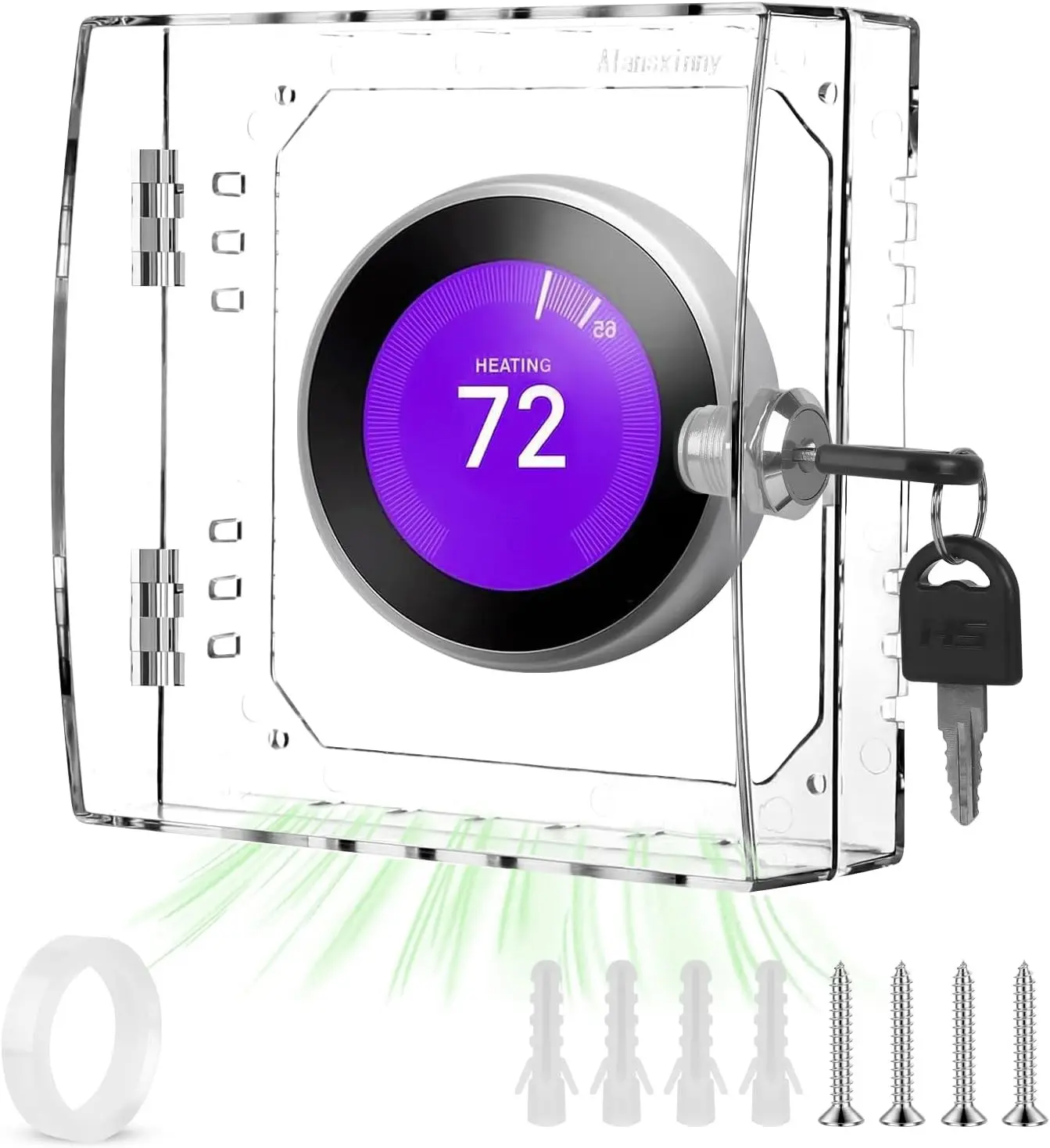 Thermostat Lock Box Upgrade Thickened with Key Transparent AC Lock Box Cover is Suitable for Wall thermostats, Suitable for 4.72×4.72×2 inches or Smaller