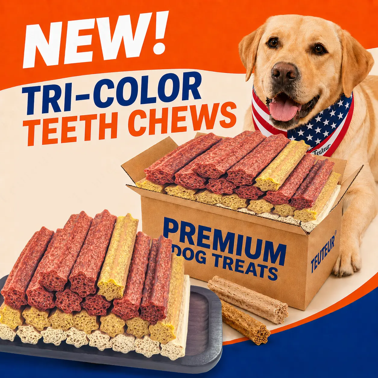 Firm Chew Bone Dog Treats with Chicken - Triple Action Teeth Cleaning, Fresh Breath, Gut Health Support - Resealable Bag for Medium-Large Breeds (Golden Retrievers, Labs, Etc.) & Small Breeds - Training Rewards