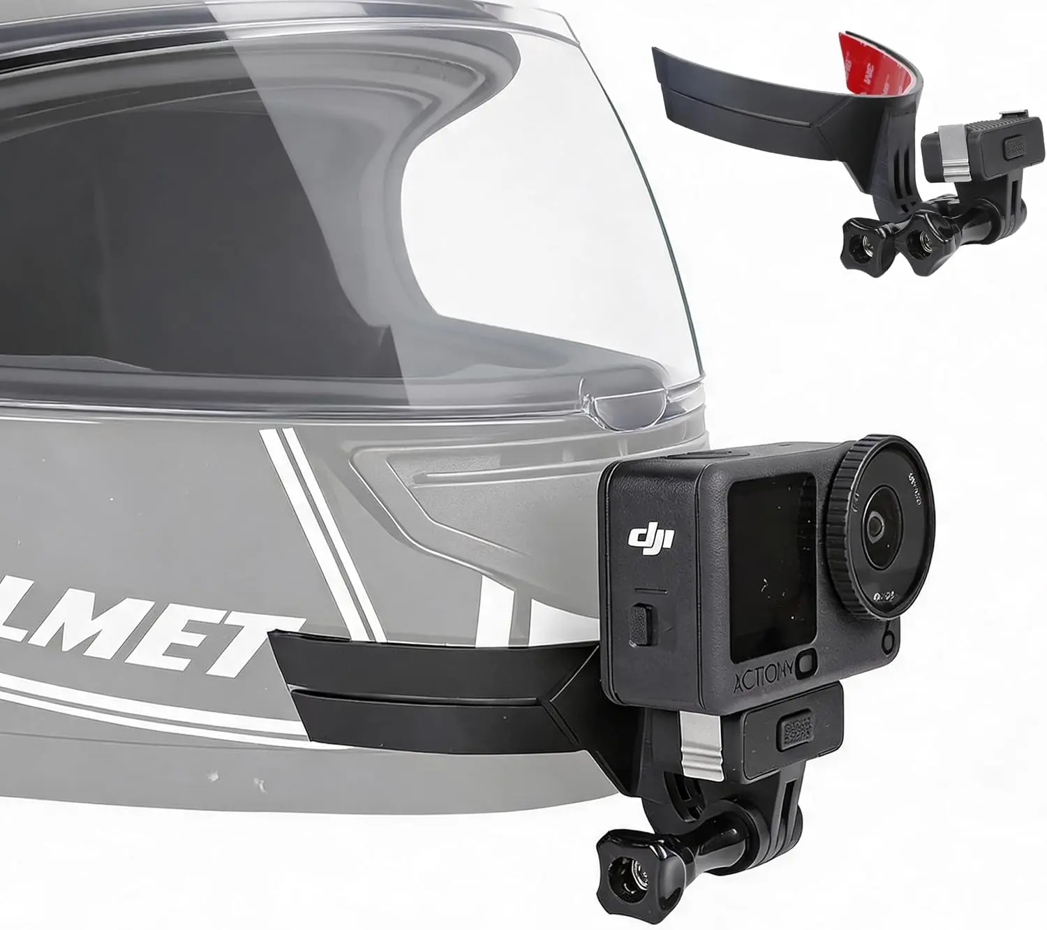 Durable Motorcycle Helmet Chin Mount for DJI Osmo Action 6 & Osmo Nano, Magnetic Quick Release Base with Authentic 3M Adhesive, Adjustable Extension Arm for POV Recording, Lightweight ABS Sticky Mount