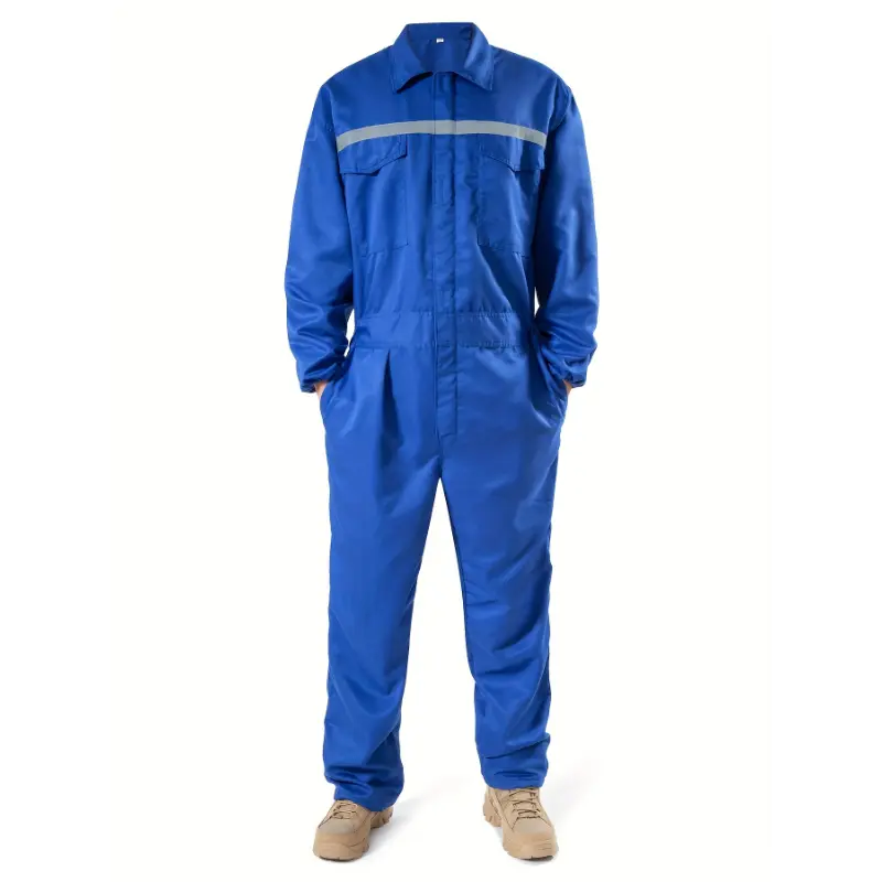 Polyester Solid Color Loose Fit Regular Work Overall Suit, Breathable, Durable, With Pocket, For Spring/Fall, Mechanics, Shipyard Workers