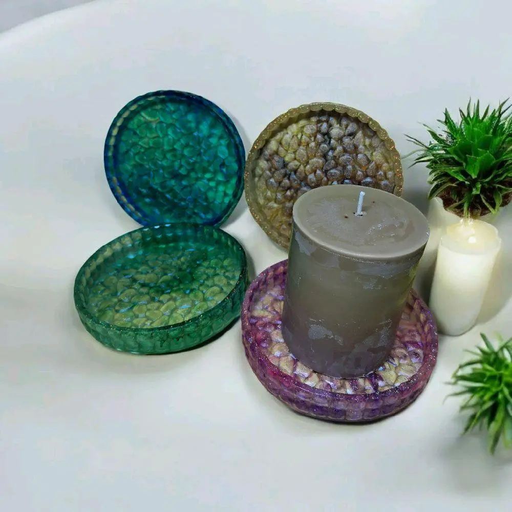 Glossy Acrylic Resin Round Candle Holders with Heat Protection, Wax Protection, Smooth Finish for Daily Home Decor Room Accents, Smooth Glossy Finish