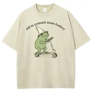 Off To Commit Mom Foolery Frog Scooter Mother's Day Gifts For Mom, Soft Washed Cotton T-Shirt, Casual Comfort Tee, Blessed Mama Graphic Tops, Mommy Birthday Gift, Lightweight Everyday Wear, Stylish Mom Apparel