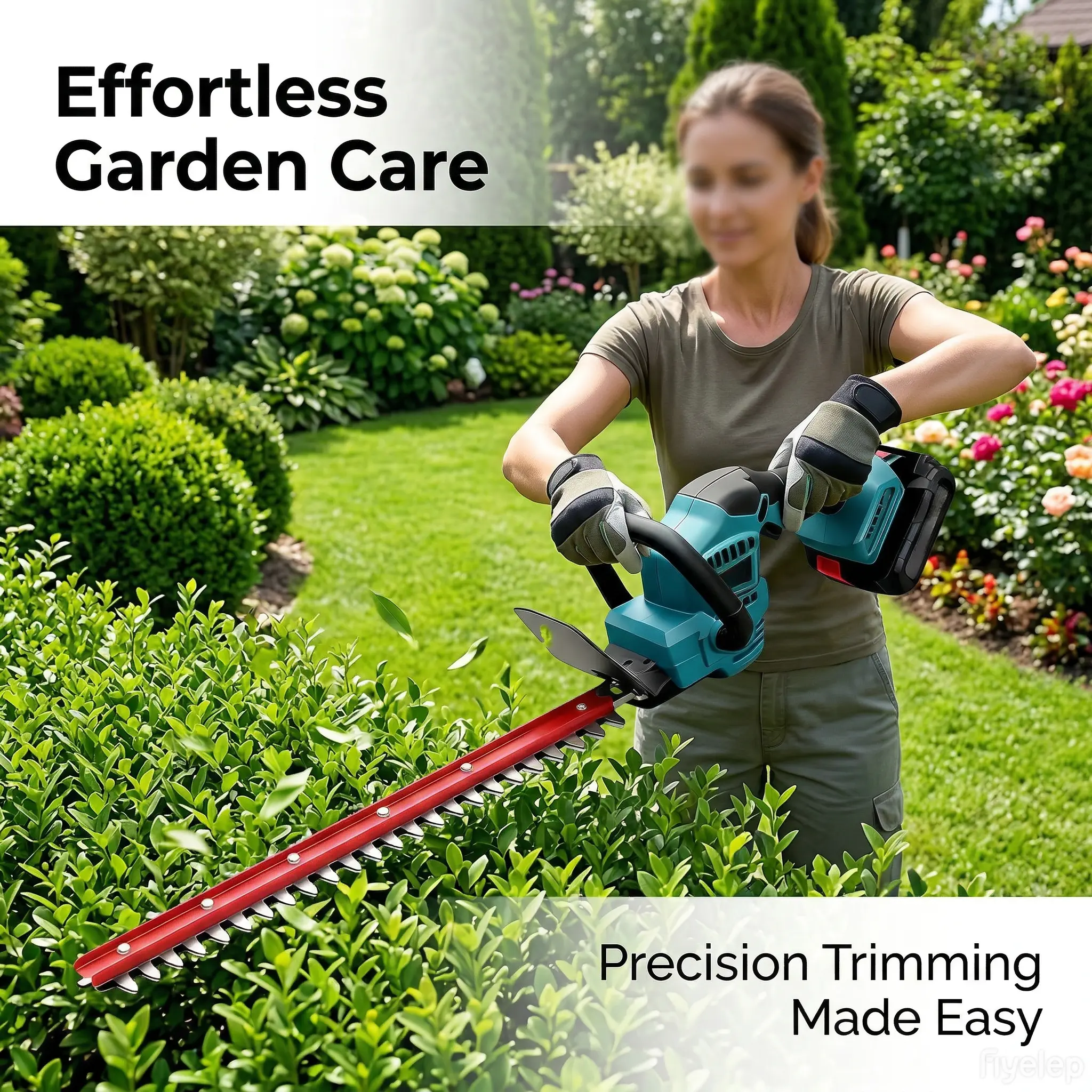 Vryna Cordless 2-In-1 Hedge Trimmer, 23.58inch Shrub Trimmer and 20v Battery-Powered Grass Shears with Battery and Charger, Lock, Quick-Change Blades, Electric Hedge Shears Compatible with Makita Batteries.