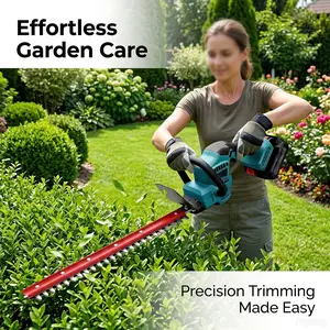 Vryna Cordless 2-In-1 Hedge Trimmer, 23.58inch Shrub Trimmer and 20v Battery-Powered Grass Shears with Battery and Charger, Lock, Quick-Change Blades, Electric Hedge Shears Compatible with Makita Batteries. outdoorfun