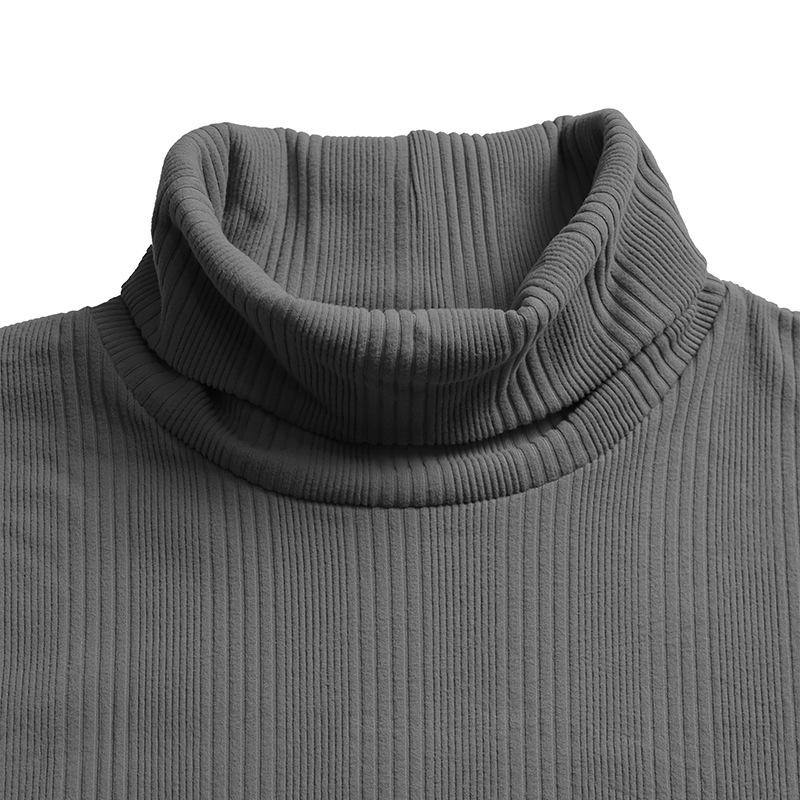 Men’s Ribbed Turtleneck Long Sleeve Shirt, Slim Fit Base Layer Pullover, Fall Winter Casual Top for Layering, Office, Travel, Weekend & Daily Wear