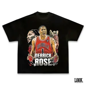 Derrick Rose Chicago Graphic Tee, Y2K Rap Streetwear T-Shirt, Unisex Crew Neck Tee, Vintage Hip-Hop Graphic, Sports Style, Casual Cotton Fit