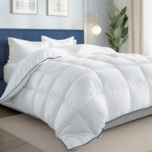 Hypoallergenic All Season Lightweight Softness Down Comforter, King Size (106"x90") White Feather Down Comforter or Duvet Insert, Machine Washable,Oeko-TEX Certified