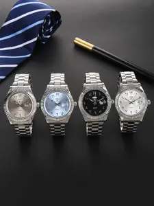 A classic business quartz wristwatch, Stainless steel watches, with dual calendar display, textured bezel, minimalist digital scale dial, versatile accessory for men's daily wear and casual occasions, comes with a box!
