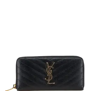 Pre-owned Yves Saint Laurent Calfskin Small Leather Goods Saint Laurent Cassandra Leather Long Wallet