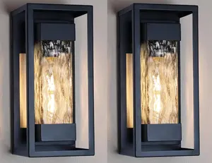 Modern Outdoor Light Fixture, Exterior Wall Sconce Waterproof Porch Light, Outside Lamp for House with Water Glass for Garage Doorway