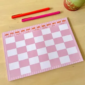 PEACHY MONTHLY CALENDAR NOTEPAD - cute stationery, checkered calendar notepad, productive planner, peachcreamprints