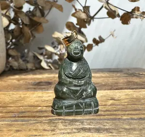 Vintage Jade Buddha Pendant 1.25"