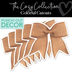 Neutral Burlap Bow Bulletin Board Cutouts | Cozy Collection