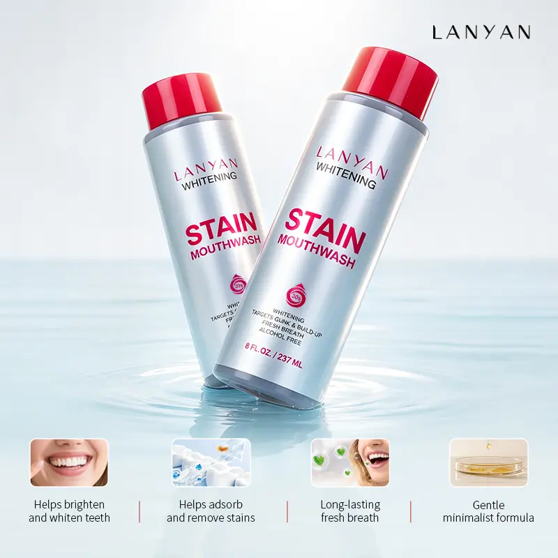 LANYAN Anti-Stain Whitening Ocean Mint Mouthwash - Alcohol-Free Oral Rinse for Deep Cleaning, Gunk & Build-Up Control, Fresh Breath