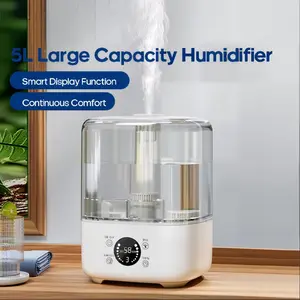 5L Top Fill Humidifier - Ultrasonic Cool & Warm Mist for Large Room, Super Quiet Humidifiers with Essential Oil Diffuser, 360° Nozzle & Auto Shut-Off for Bedroom Baby Nursery Plants Home