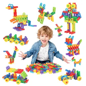 Plastic Interlocking Building Blocks For Kids 3+, 108pcs Colorful 3D Educational STEM Toys Set