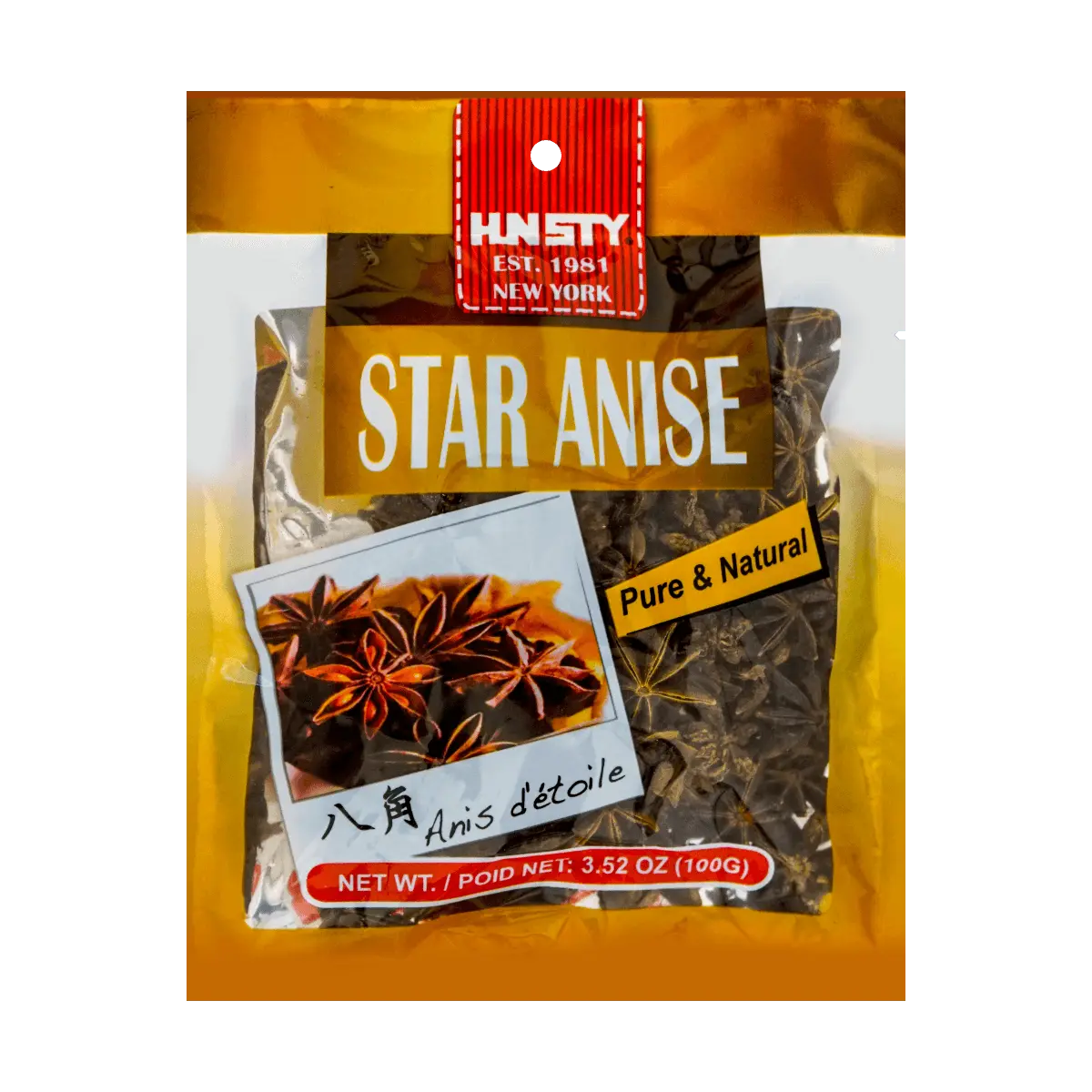 HUNSTY Star Anise Whole 100g - Premium Aromatic Spice for Cooking & Baking