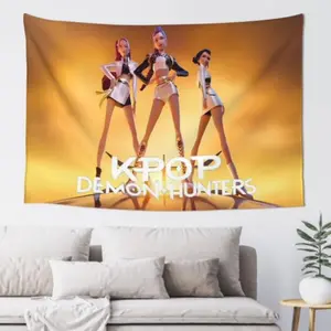 K-Pop x Demon Slayer Hunters Tapestry - Anime Warriors Personalized Wall Art, Birthday Party Poster Banner, Multi-Use Home Decor for Bedroom, Dorm & Fan Spaces