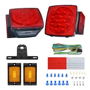 Nilight Submersible Square LED Trailer Light Kit (Pair) - Waterproof Sealed Housing, Multifunctional LED Tail Lights, Clearance & Underglow Backlights for Vehicles, Led Tail Light