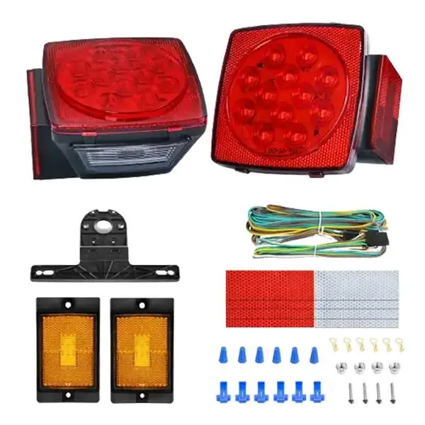 Nilight Submersible Square LED Trailer Light Kit (Pair) - Waterproof Sealed Housing, Multifunctional LED Tail Lights, Clearance & Underglow Backlights for Vehicles, Led Tail Light