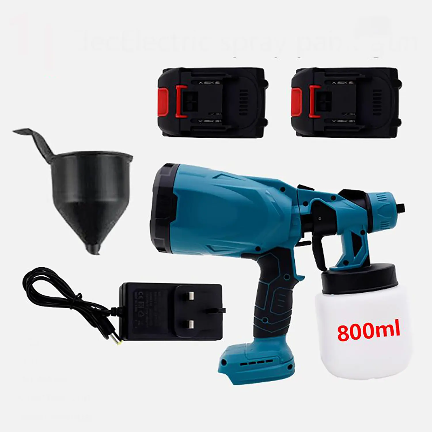 800ml 30000RPM High-Pressure Cordless Durable ABS Electric Paint Sprayer Gun, Industrial Practical Style Blue & Black Ergonomic Handheld Spray Gun with 2 Rechargeable Batteries, Charger, Funnel, Detachable Cup, Adjustable Nozzle, High Rpm, Paint Sprayer F