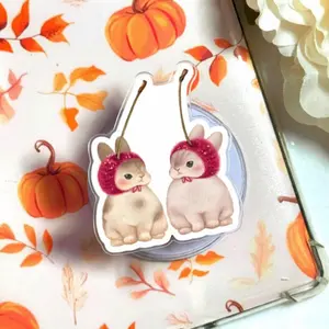 Cherry Cat Phone Grip, Cute Kawaii Cat Pop Socket, MagSafe Phone Grip, Kindle Holder, Aesthetic Pet Lover Gift, Sweet Pastel Cat Phone Stand, Adorable Sticker Grip