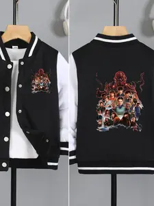Stranger Things Vecna Evil Demon Family Printed Unique Print Boys And Girls Spring/Autumn New Style Cool Baseball Jacket Pullover Coat, Fashionable, Casual, Comfortable Daily Outdoor Versatile Top, Ideal Gift Choice