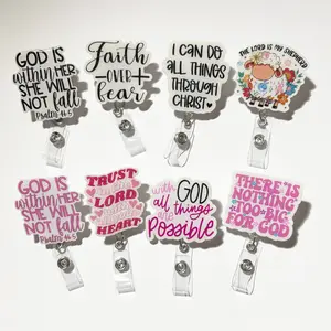 Scripture Badge Reel Inspirational Bible Verse ID Holder with Optional Glitter Durable Design for ID Keys & Cards Ideal for Christians