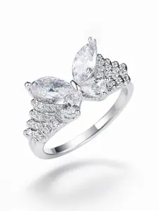 Elegant Multi-Layer Zircon Butterfly Ring for Women, Fashion Accessory for Girls, Versatile High-End Jewelry, Elegant Glittering Ring, Sparkling Rings