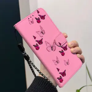 Beautiful butterfly pattern wallet phone case magnetic flip cover with card slot, lanyard and foldable stand for iPhone17/17Pro/17ProMax/17Air/16/16 Pro/16Plus/16ProMax/16e/15/15Pro/15Plus/15ProMax/14/14Pro/14Plus/14ProMax Case