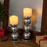 Home Reflections S/2 Jingle Bell Pillar Holders with Flameless