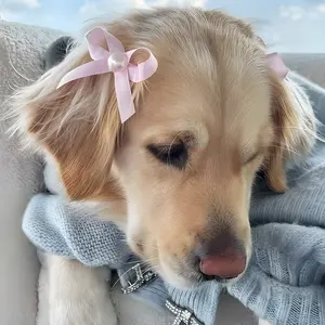 10pcs Random Color Pet Bow Hair Clips for Cute Cats and Dogs, Pearl Bow Accessories for Birthdays and Parties, Stylish Pet Supplies