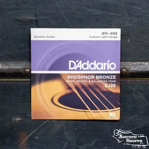 D'Addario EJ26 Phosphor Bronze Acoustic Guitar Strings, Custom Light, 11-52