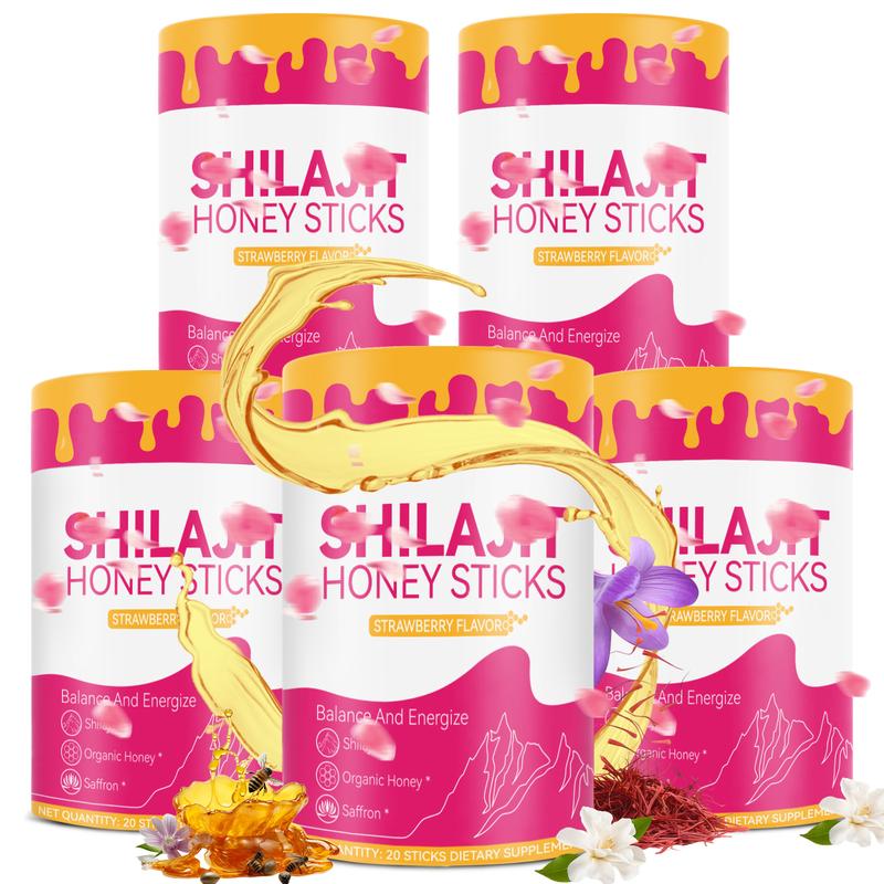 Feminine Multi-Mineral Honey Sticks with Shilajit Shatavari & Saffron for Hormonal Balance & Energy, Strawberry Flavor Healthcare Dietary Supplements
