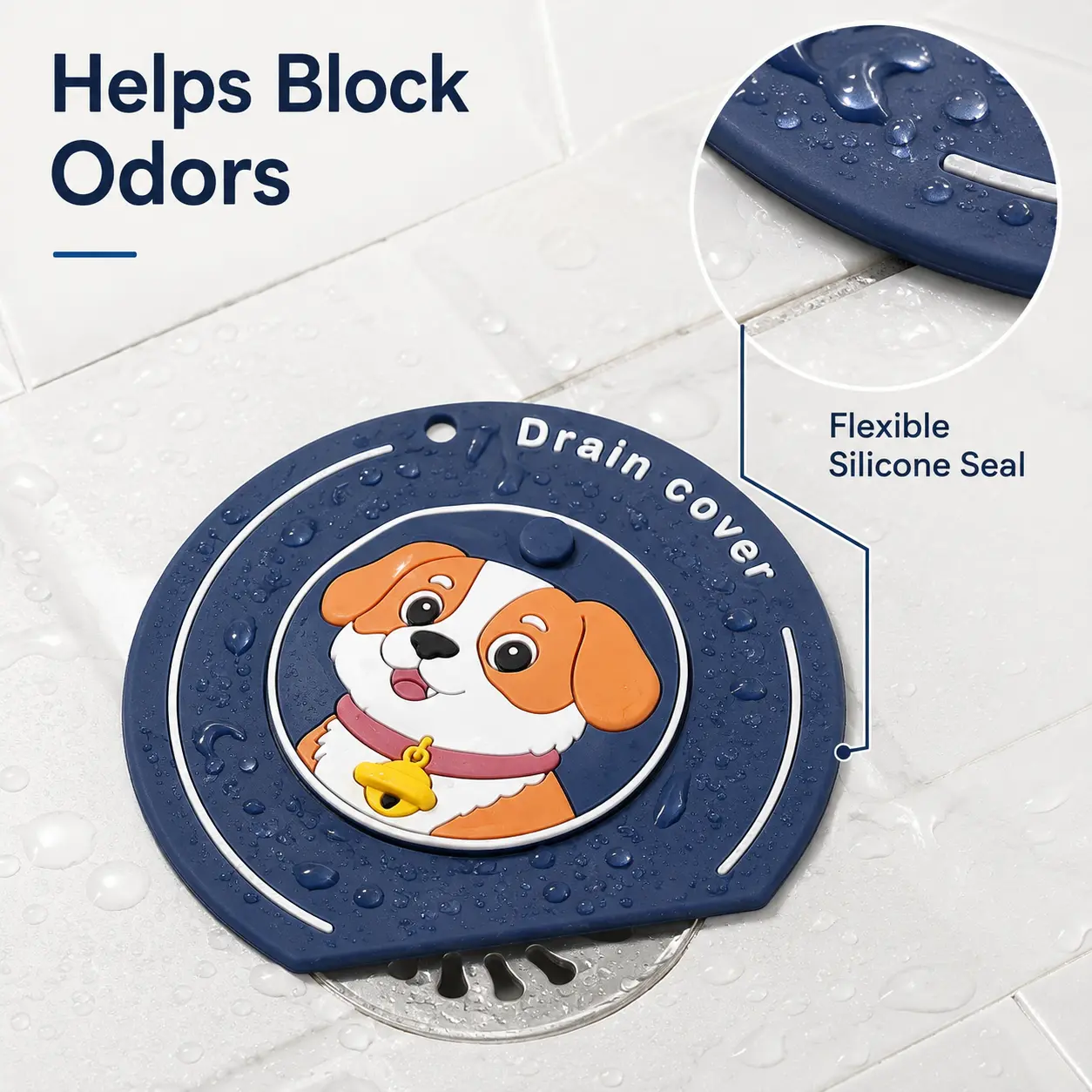 2-in-1 Shower Drain Hair Catcher & Bathtub Drain Hair Catcher  Rotating Silicone Drain Cover Cartoon Sink Strainer with Odor & Bug Blocking 5.9 Inch-Pink&Blue&Yellow