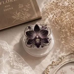 Dark Orchid Gothic MagSafe Phone Grip, Witchy Botanical Aesthetic Magnetic Holder, Goth Moody Floral Dark Academia Gift, Kindle Stand