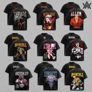 Invincible Viltrumite Collection Washed Tee – Inspired Anime Graphic Double Printed T-Shirt, Menswear Heavy Cotton Unisex Oversize Streetwear Vintage Retro, Multiverse Power Edition