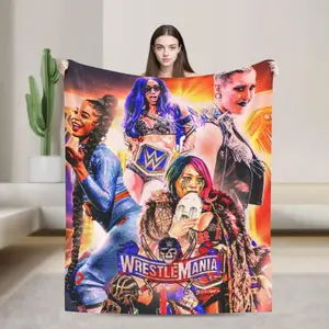 Bianca Belair Blanket, Super Soft Throw Blanket For Wrestling Fans, Cozy Flannel Blankets, Warm Blankets For Couch Sofa Bed, 60"X50",Christmas Gift,Gift For Men & Women, Vintage Blanket, Wrest Blanket