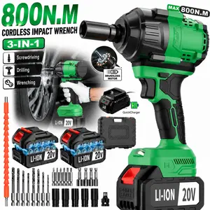 Cordless Dual-Purpose Impact Wrench/Cordless Impact Wrench | 800N.m | Longer Runtime |  Brushless High Torque Impact Gun for Car/Mower/Pickup with Case/Automotive Repair Tools Heavy Duty Impact Wrench 20V Impact Driver Garage Tools Car Maintenance Tools