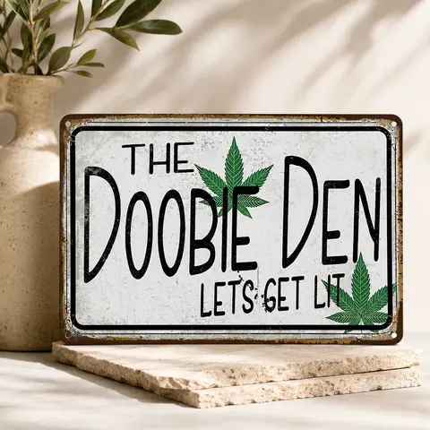 12x8 in Tin Metal Wall Plaque Sign - Retro Funky Hanging Farmhouse Sign with Rectangle Design, Aged Weatherproof Rustic Artwork, Home Decor Gift for Wall Lounge Accent
