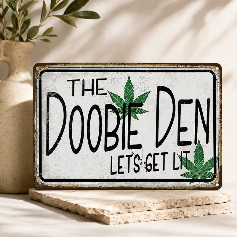12x8 in Tin Metal Wall Plaque Sign - Retro Funky Hanging Farmhouse Sign with Rectangle Design, Aged Weatherproof Rustic Artwork, Home Decor Gift for Wall Lounge Accent