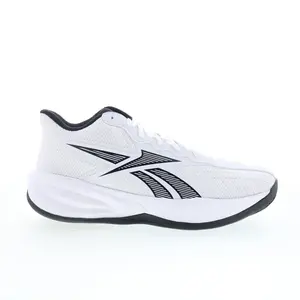 Reebok Press Mens White Canvas Lace Up Athletic Basketball Shoes