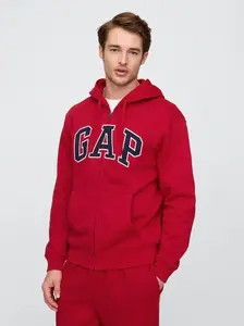 Relaxed Gap Logo Zip Hoodie, Red Apple Men