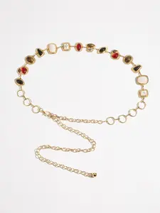 Women's Boho Waist Chain, Ethnic Pattern, Sparkly Colored Gemstones, Wedding Party Festival Summer Beach Music Fest, Body Jewelry