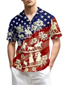 Amazing Us Team Hawaiian Shirt, US Flag Tropical Short Sleeve Shirt, Summer Aloha Button Down Shirt, Gift for Him or Her