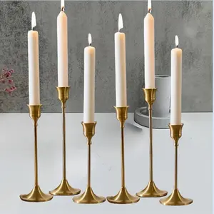 Vintage Brass Candle Holder Set, Candlestick, 6 Counts/set Elegant Modern Decoration Center Candle Stand, Home Decor Supplies for Mantelpiece Wedding Party, Ornaments